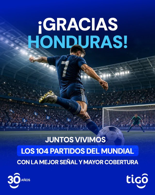 TigoHn's tweet photo. El Mundial termina, pero el orgullo permanece. ⚽💙

Gracias, Honduras, por acompañarnos en cada jugada, cada gol y cada emoción de los 104 partidos que hicieron de esta Copa del Mundo una experiencia inolvidable.🏆

Gracias por vivir el Mundial completo con nosotros.
Porque cuando se trata de conectar a todo un país con las emociones más grandes del fútbol, eliges la Mejor Señal y la  Mayor Cobertura. 📶