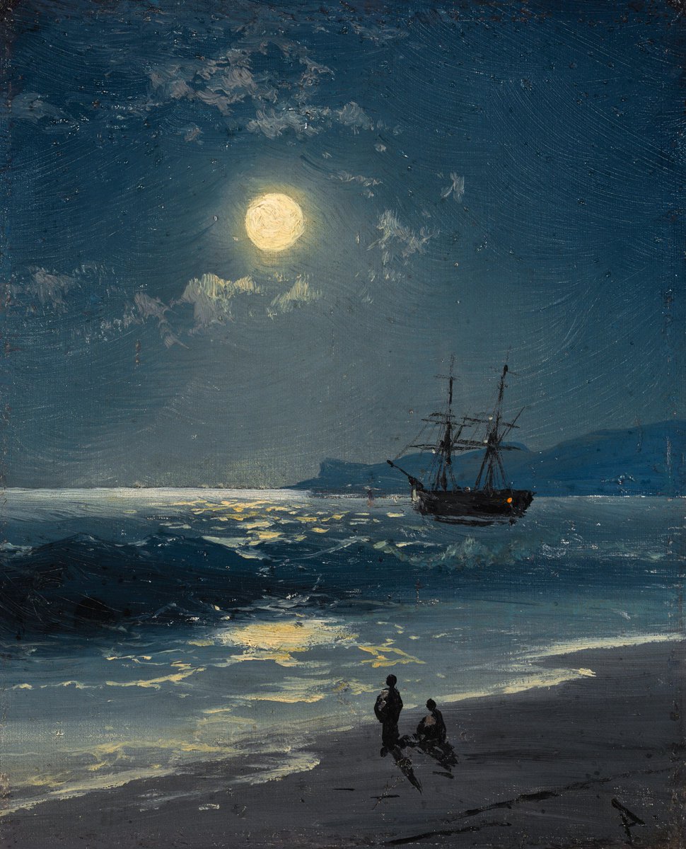 Havenlust's tweet photo. Saling Ship on a calm sea by Moonlight, 1897.

Ivan Aivazovsky https://t.co/pByYPVB7zu