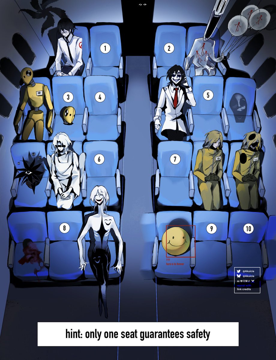 Akuicia's tweet photo. anomaly airplane, pick a seat [puzzle]
#oc https://t.co/olwfX21epV
