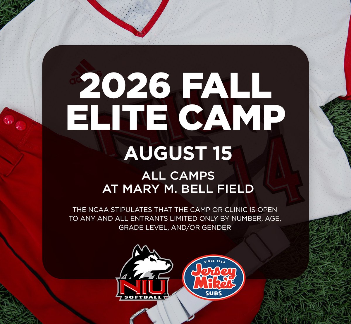 NIUSoftball's tweet photo. NIU Softball Fall Camps are almost here!

Whether you're looking to sharpen your individual skills or compete with your travel team, we have a camp for you this fall!

🔥Elite Camp - August 15
🥎Team Camps - September 19 &amp; October 3

🔗 Register Here: https://t.co/EevP6IJNlH https://t.co/1GDVJHyZFZ