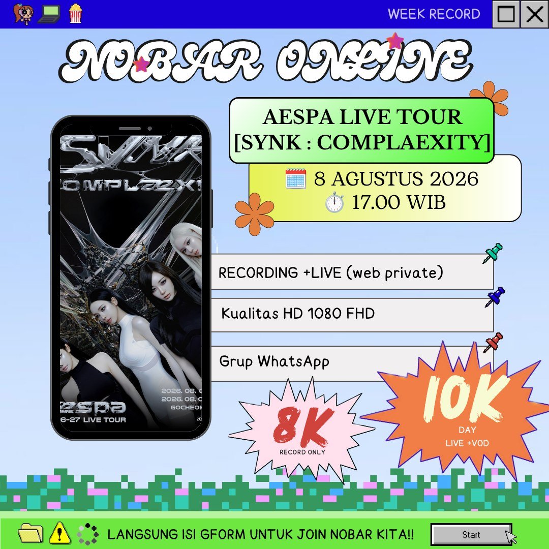 lppurge's tweet photo. OPEN SHARING NOBAR ONLINE AESPA LIVE TOUR [SYNK : COMPLAEXITY] 

💰10K (LIVE + RECORD) 
💰8K (RECORD ONLY)

✅ LIVE + RECORD  
✅ FHD 1080p
📌 order link di bio ✨️

link nonton live streaming konser my ae karina giselle winter ningning synk https://t.co/9auIFltfmG