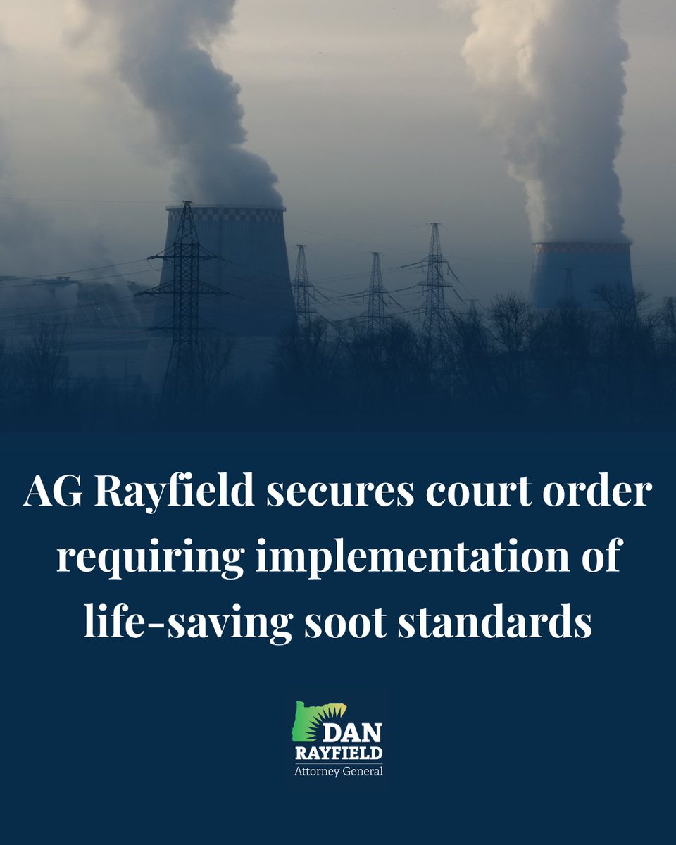 AGDanRayfield's tweet photo. We just got yet another win in court to help keep Oregon communities safe: a federal judge ordered the Environmental Protection Agency (EPA) to move forward with life-saving air pollution protections for soot. https://t.co/XH3v0WsiMQ