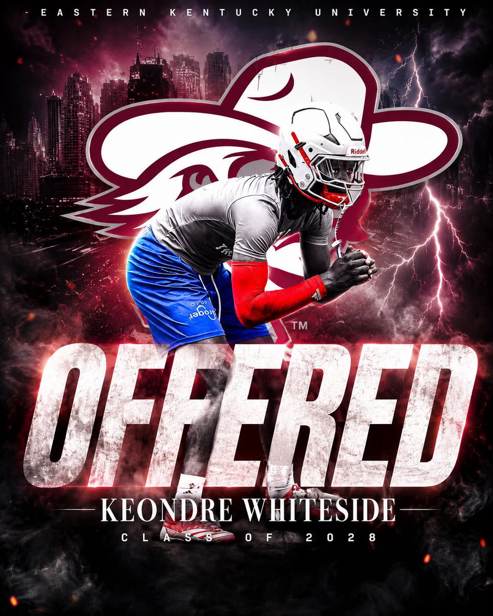 KeondreWhitesid's tweet photo. Extremely blessed to receive a D1 offer from EKU!! Thanks Coach Cox @g_mcpeek @Cox83Caleb @CoachWatson9  @Coach_IMcClain @CoachDerekDay @EKUWWells @EKUFootball #fyp #co28 https://t.co/Mjbo6kqSJc