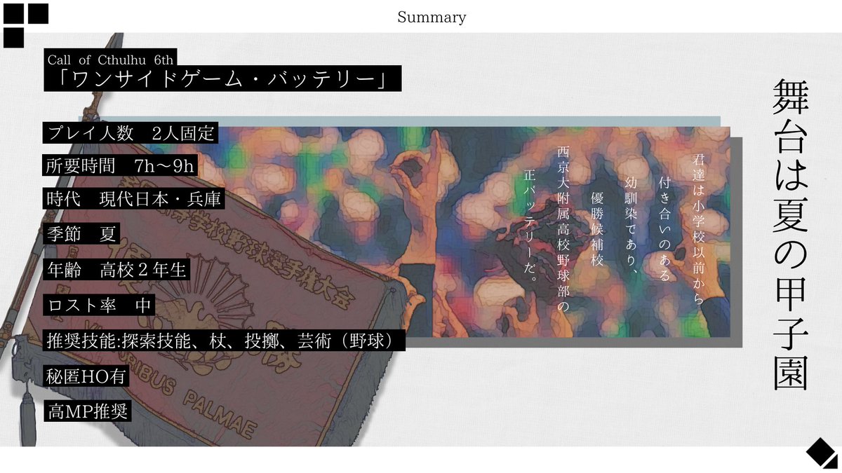 kazagurumazushi's tweet photo. #ポットラックパーティー企画2026_既存 

𝗖𝗮𝗹𝗹 𝗼𝗳 𝗖𝘁𝗵𝘂𝗹𝗵𝘂 𝟲𝘁𝗵
『　ワンサイドゲーム・バッテリー　』

◆高校生バッテリー

╋━━
　甲̶子̶園̶の̶夏̶が̶終̶わ̶れ̶な̶い̶ 
　　　　　　　　　　　━━╋

本文素材無料公開
昨夏に企画参加したものです。
8/9まで公開中 https://t.co/bQgGGklrAF