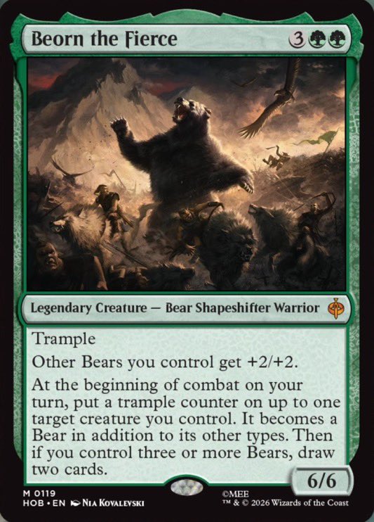 Dork4Short's tweet photo. THEY LIED. 

THIS ISN'T EVEN CLOSE TO THE BIGGEST BEAR THEY'VE EVER PRINTED SMH....

(still love him though) 

#MTGxTheHobbit https://t.co/kHJb1nDcOr