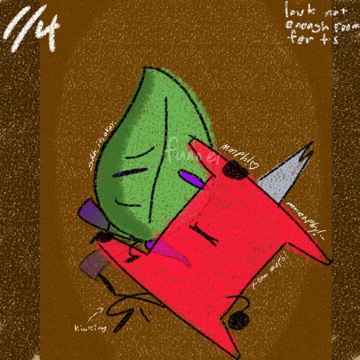 thatcoolfunnel's tweet photo. lowkey highkey threekey twokey onekey JUST realize the leafpin part was transparent so you couldn’t really see what leafy or pin was saying but now you can since i fixed it https://t.co/VhZsOLzESS