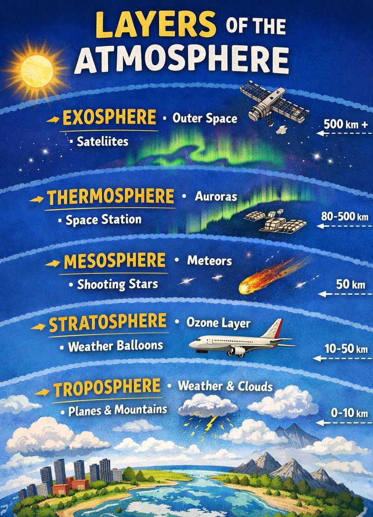 TheMapsGuide's tweet photo. Layers of the atmosphere https://t.co/SfizcMjiy4