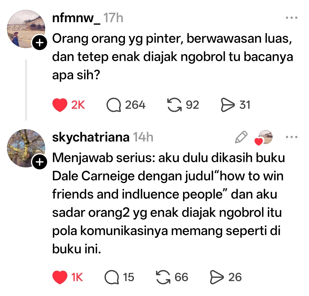 vijestar__'s tweet photo. Buku "HOW TO WIN FRIENDS AND INFLUENCE PEOPLE" karya  Dale Carnegie.

Buku ini intinya simpel banget: kalau mau disukai, dipercaya, dan diikuti orang lain, kuncinya bukan maksa, tapi bikin orang lain merasa dihargai dan dianggap penting https://t.co/Uhx4R0MgHS
