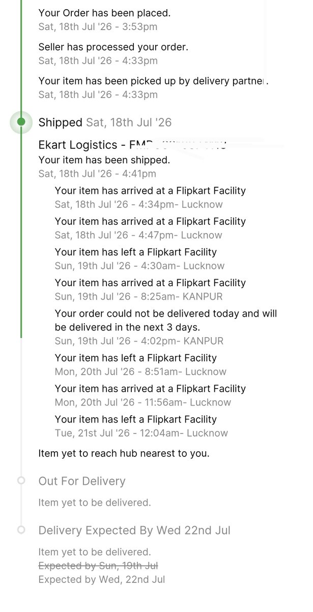 Sachin7tyagi's tweet photo. Hello @flipkartsupport @flipkart, why is the order not delivered and why is the delivery date changing again and again? https://t.co/wkofULKlYz