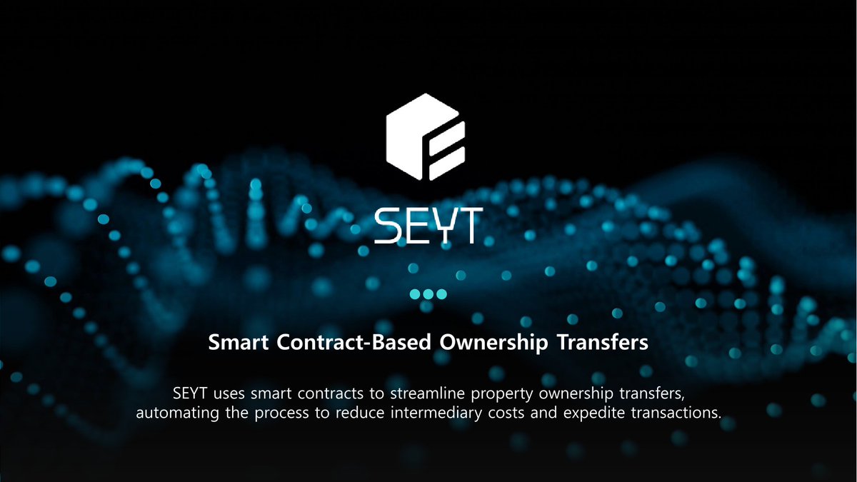 SEYT_Official's tweet photo. Smart Contract-Based Ownership Transfers 🗒

SEYT uses smart contracts to streamline property ownership transfers, automating the process to reduce intermediary costs and expedite transactions.

#SEYT https://t.co/rhZiHfMK2Z