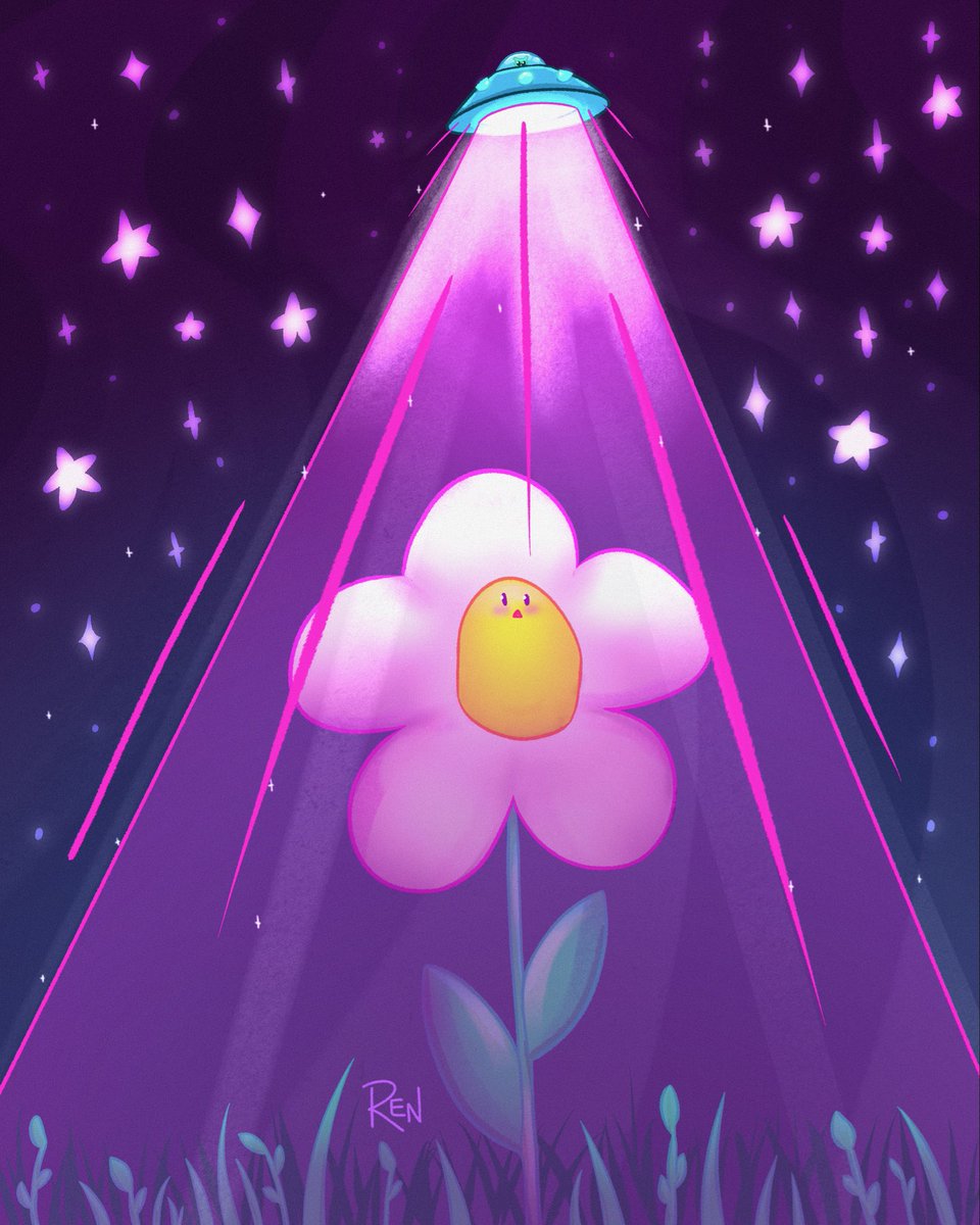 ArtByRen's tweet photo. Aliens want to pick flowers too 🛸 https://t.co/sGNi2BYOY4
