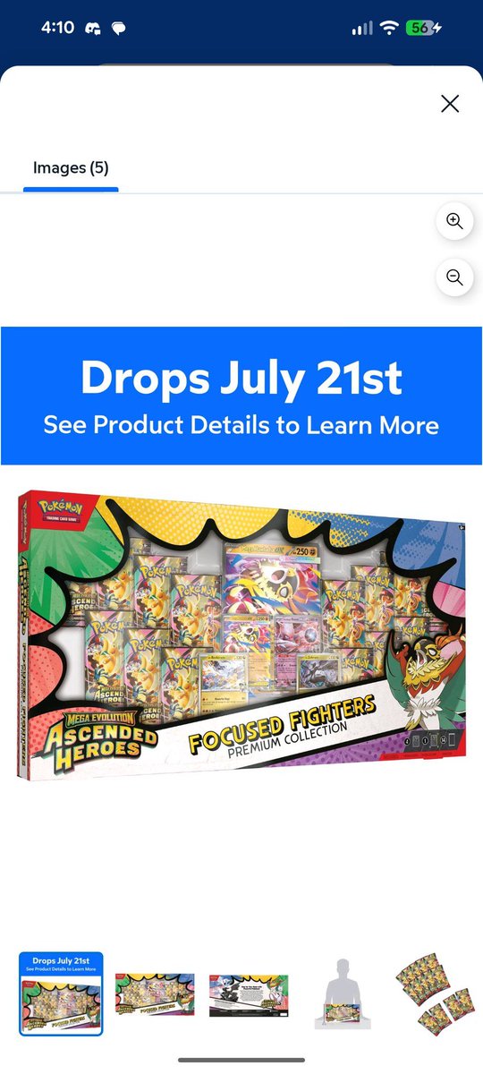 PokeTCGAlerts's tweet photo. A reminder that Ascended Heroes Focused Fighters Premium Collection drops TOMORROW at Sam's Club for $54.98. It'll be available both in stores and online. Online is confirmed for Plus Members ONLY! Some locations have had lines as early as last night, with people planning to camp out for 2 days 😭 

Plus Membership ON SALE for $55  https://t.co/Big7EIBJU3

Ascended Heroes Focused Fighters Premium Collection $54.98
https://t.co/W5dlFExZpG

Prismatic Evolutions SPC $69.98
(Stock was loaded, but exact drop date is not confirmed)
https://t.co/n7seWD6Cvv

Limit for Pokémon is always 2 per membership. Plus Members receive free shipping on $50+ online orders. It seems as though Sam's Club will be strict with 2 per account, so if you purchase 2 in-store, you allegedly will not be able to order 2 more online. In-store available as soon as the store opens. Online drop will be 10pm CST ✅ 
#ad