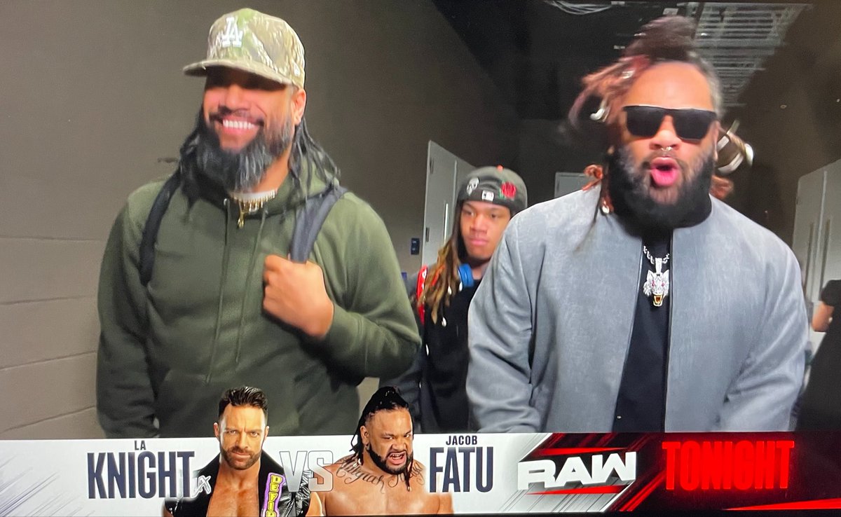 crimsonmanic24's tweet photo. Jimmy Uso and Jacob Fatu are here on RAW!
#JimmyUso #JacobFatu #WWERaw https://t.co/9LAlelb2Fg