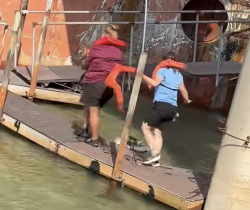 marcusleshock's tweet photo. INCREDIBLE RESCUE! A fox fell into the Roaring Rapids water ride at Six Flags Great America today! 😬 

Riders in the giant tubes spotted the fox struggling to stay above water and get out. They yelled for operators to stop the ride. 

That’s when some amazing @SFGreat_America employees came to the rescue and pulled the fox from the water and took it to a safer, wooded area nearby. 

Well done by all involved! Glad it was OK. 🦊 💦 

📸: Will Pierce in the Six Flags Great America Junkies group