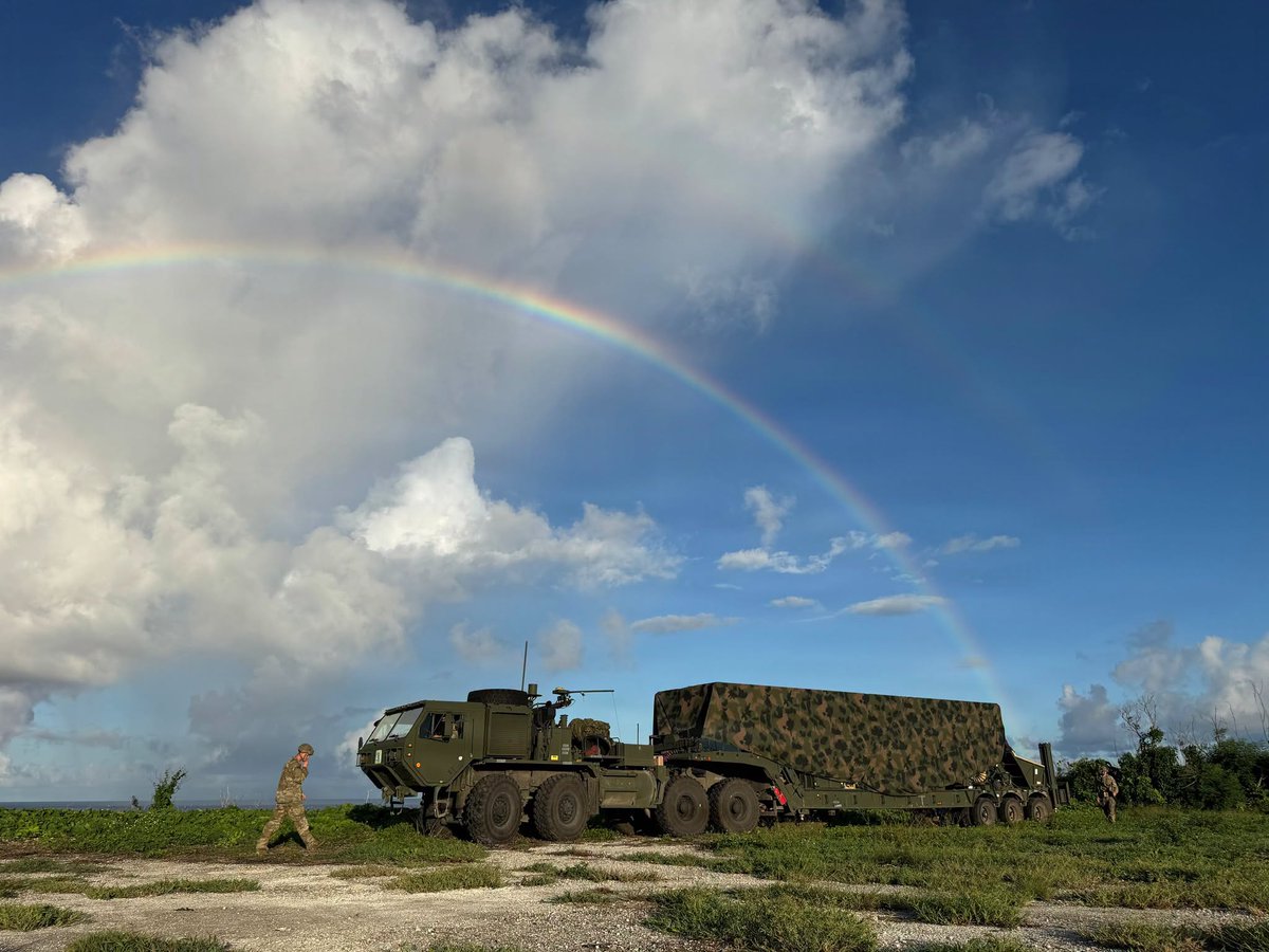 USPACOM's tweet photo. Adm. Samuel J. Paparo, Commander of U.S. Pacific Command observed training being conducted with the Dark Eagle Long Range Hypersonic Weapon and recognized the accomplishments of soldiers assigned to 7th Infantry Division (Multi-Domain Command - Pacific) during exercise Valiant Shield, June 2026. Exercises like VALIANT SHIELD allow Pacific Command Joint Forces the opportunity to integrate forces from all branches of service and with our allies to conduct precise, lethal, and overwhelming multi-axis, multi-domain effects that demonstrate the strength and versatility of the joint force and our commitment to a free and open Indo-Pacific.(U.S. Army photo by Staff Sgt. Brandon Rickert)