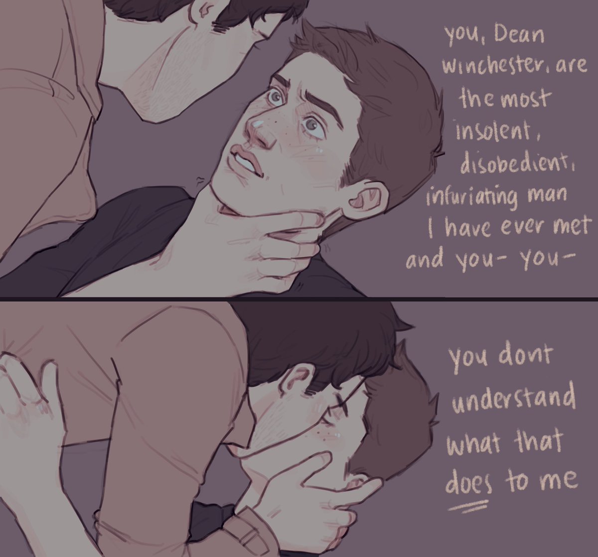 cuepickle's tweet photo. give me Cas lashing out then channeling the wrath of the heavens into a kiss 

#destiel #deancas #supernatural #spn https://t.co/QNhV7znd0E