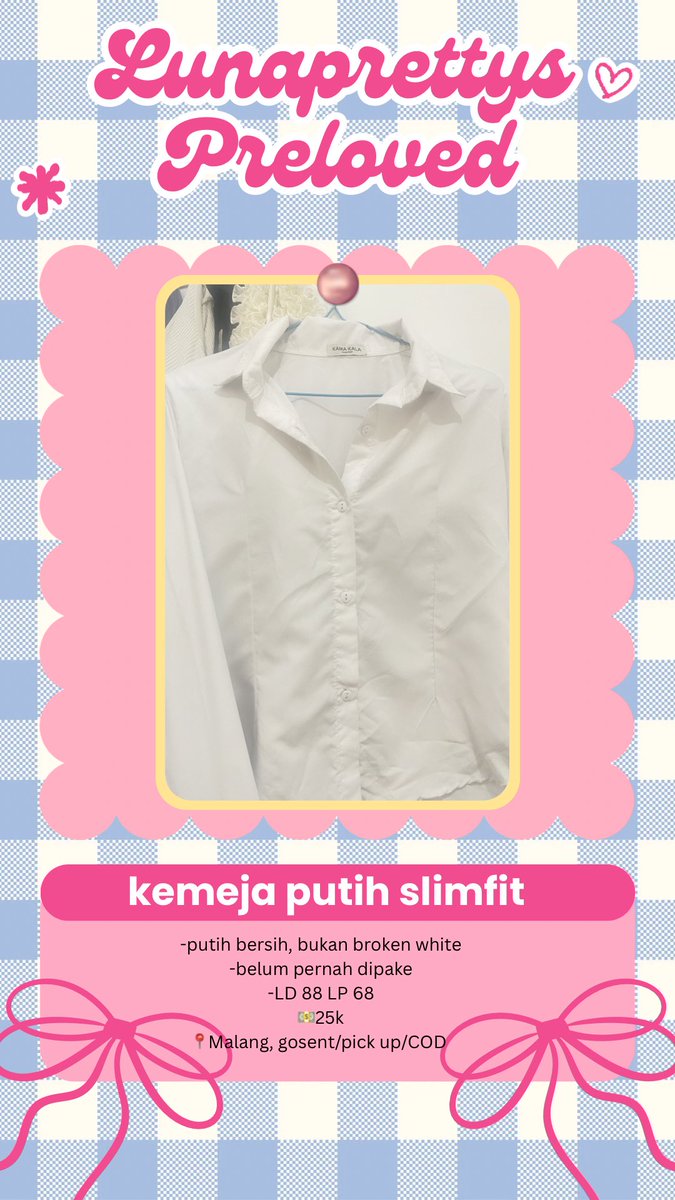 lunaspreloved's tweet photo. WTS PRELOVED MALANG

kemeja putih, rok hitam a line
kemeja ospek, rok hitam ospek

📍Malang, bisa cod sekitaran UB/pick up tlogomas https://t.co/zlMfXjm4oi