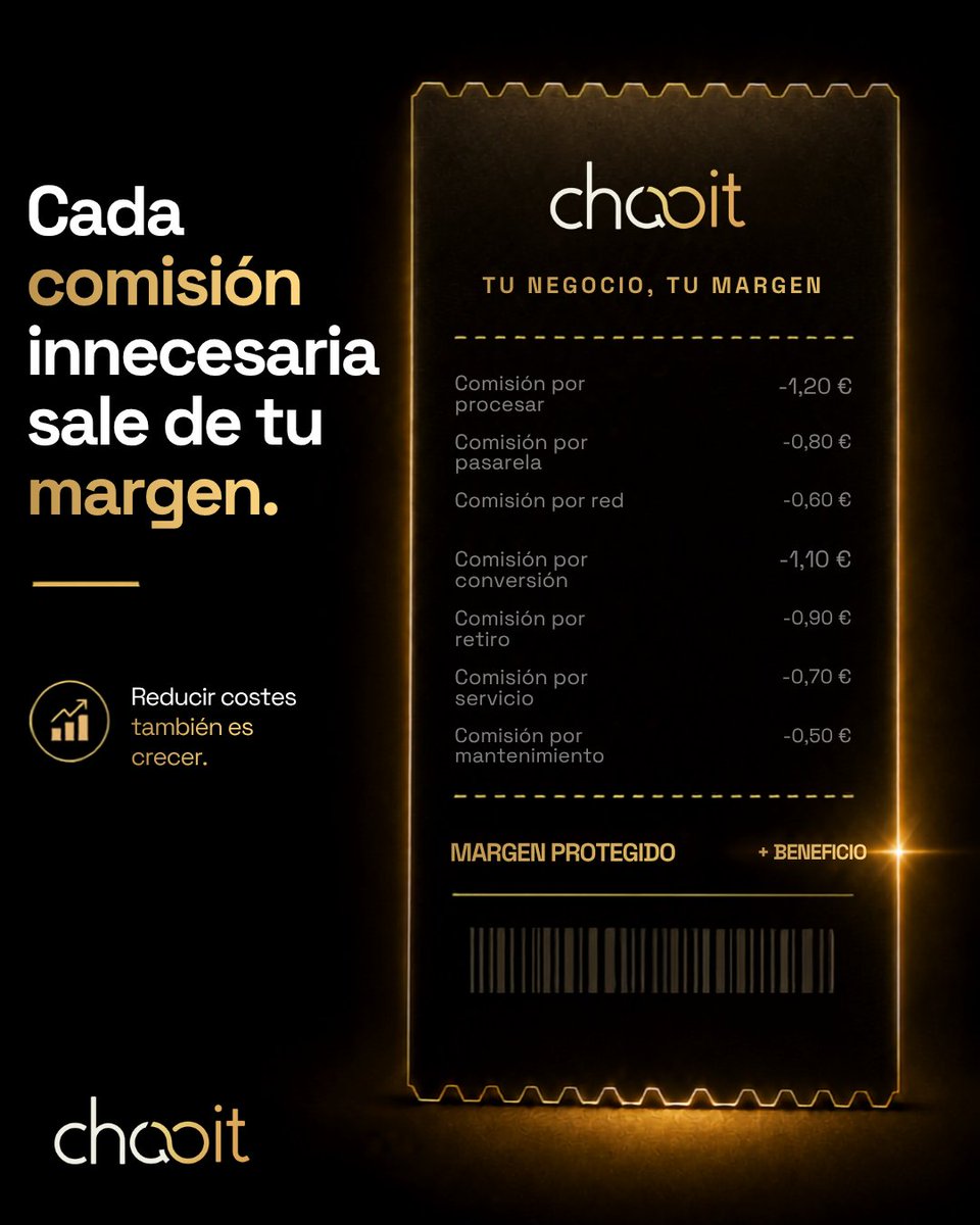 chabitexchange's tweet photo. TE ESTÁN RECORTANDO EL BENEFICIO SIN PEDIR PERMISO💵
Una comisión parece pequeña.
Diez también.
Cien ya no.
Por eso nace Chabit:
 Cobros más inteligentes
Menos costes ocultos
Más margen para crecer

📷 https://t.co/9b6BT1lV5e
#Chabit #Negocios #Ventas #Fintech #PagosDigitales https://t.co/AHz3GRvQvF