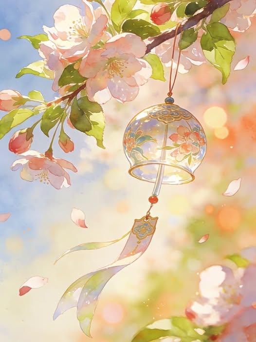 angelbing520's tweet photo. 花枝垂风铃，花瓣逐清风~ https://t.co/WOHcaTQK0E