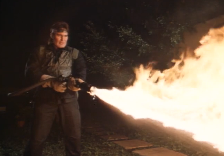 GandgTheater's tweet photo. In #TrainedToKill Robert Zdar lights up the screen as a drug running soldier out for revenge after his commanding officer played by Chuck Conners turned him in. We enflame your cinematic passions Wednesday at https://t.co/Xz2NTTDA2v or any podcast app under Golan-Globus Theater. https://t.co/8XnXW6JH3r