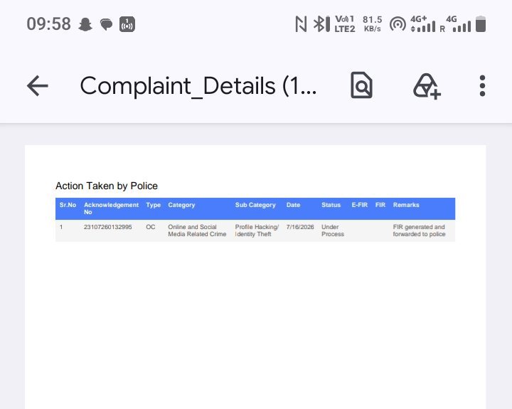 sh_official295's tweet photo. @azamgarhpolice @hardoipolice @dgpup @Uppolice @112UttarPradesh @digazamgarh NCRP पोर्टल पर स्टेटस "FIR generated and forwarded to police" हो चुका है (Ack: 23107260132995)। फिर भी कोई कार्रवाई नहीं हुई। कृपया संज्ञान लें! @azamgarhpolice @hardoipolice @Igrangelucknow @Uppolice @dgpup @dmhardoi https://t.co/hS2ygIozsg