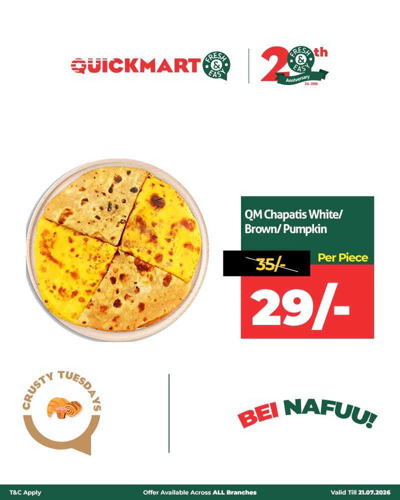 QuickmartKenya's tweet photo. Nothing beats the taste of freshly baked pies, soft chapati, and fluffy simsim buns made fresh for you every day. Come by and treat yourself—you deserve it!

*Valid ONLY TODAY!

Shop online from our website https://t.co/6KkQEljJvp

Download the app https://t.co/bf1Ad9HiLB

#CrustyTuesday
#20YearsTogether
#BeiNafuu
#FreshAndEasy
