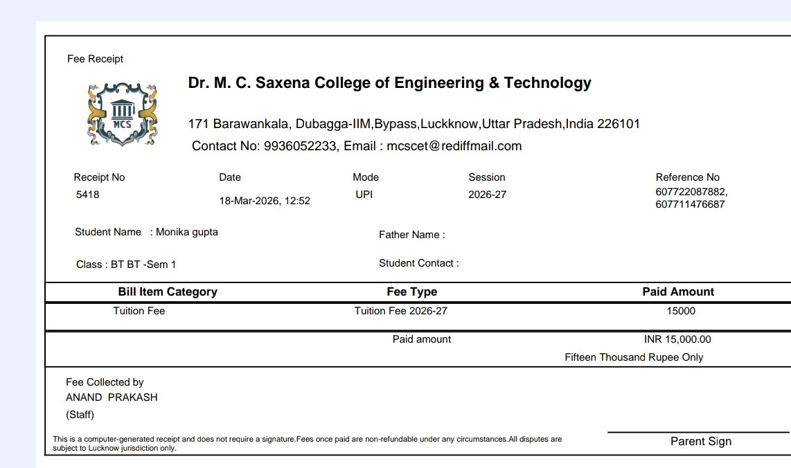 _S_agar_'s tweet photo. I seek urgent intervention from @ugc_india and @AKTU_Lucknow  against Dr. M.C. Saxena College of Engineering &amp; Technology, Lucknow. My 15000 admission fee refund has been denied despite cancelling admission within time. No proper policy or written justification has been provided. https://t.co/IcHH9d229B
