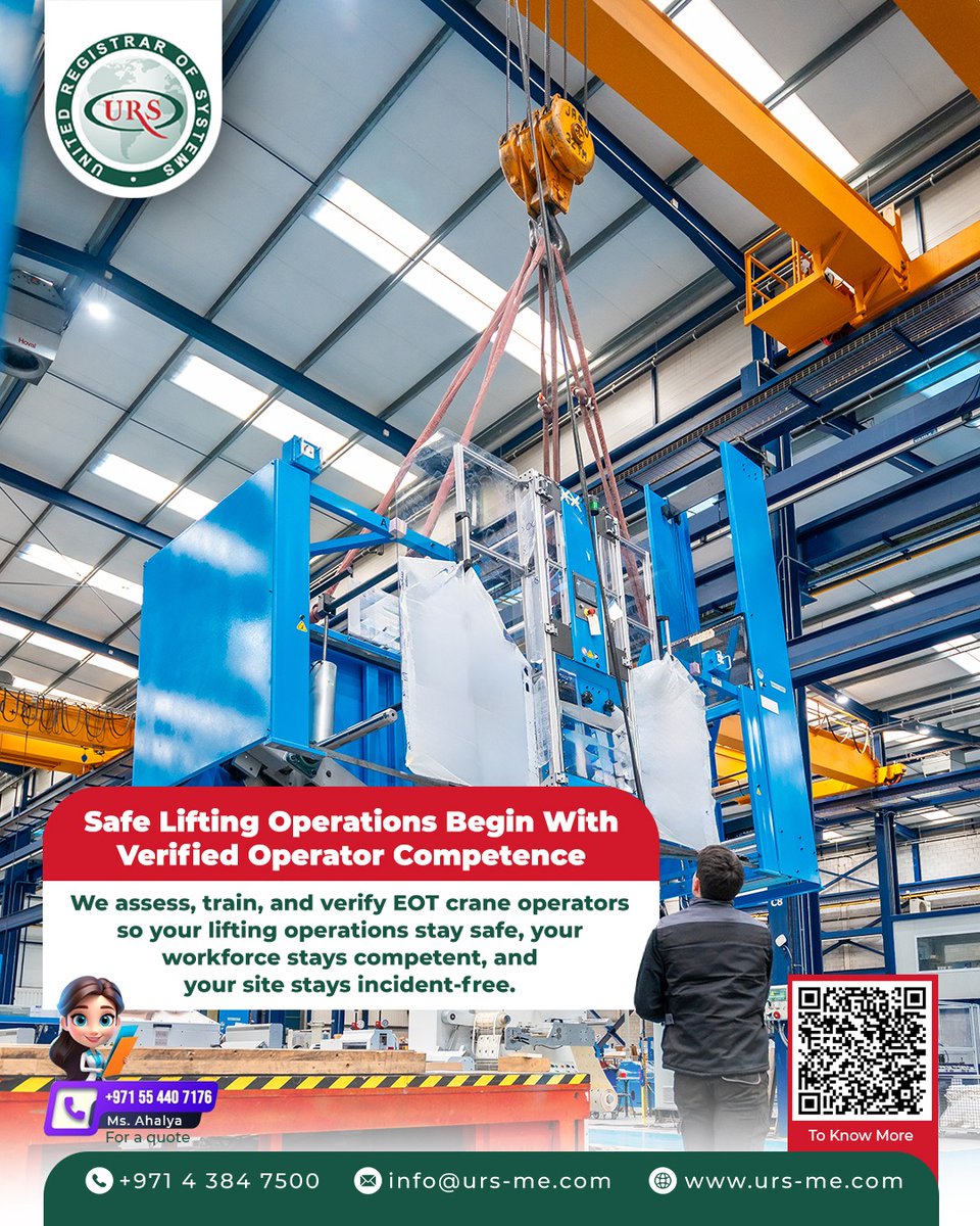 ursmiddleeast's tweet photo. URS ME ensures every EOT crane operator on your site is assessed, trained, and verified to the highest competency standards.

Visit https://t.co/BOHO6DDDRI

#ursme #ursmiddleeast #isocertification #craneoperatortraining #eotcrane #liftingoperations #operatorassessment https://t.co/FIVhQkLT4H