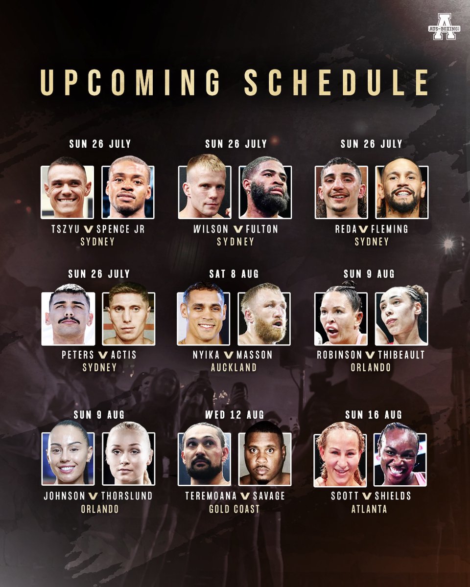 ausboxing's tweet photo. A world class line-up, worthy of any calendar.
All roads lead to Sydney, as #SpenceTszyu fight week launches a significant four-week campaign for Australian boxing.
#ozboxing #boxing https://t.co/kGpYVWUq2V