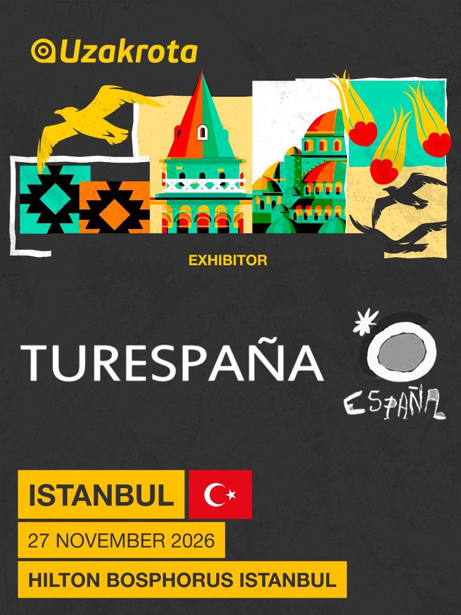 UzakRota's tweet photo. İspanya’yı küresel çapta turizm destinasyonu olarak tanıtmakla sorumlu resmi devlet kurumu #TurEspana, 27 Kasım'da #Uzakrota'da. Birlikte keyifli bir etkinlik geçirmek dilekleriyle. https://t.co/CSR7pKMp7n