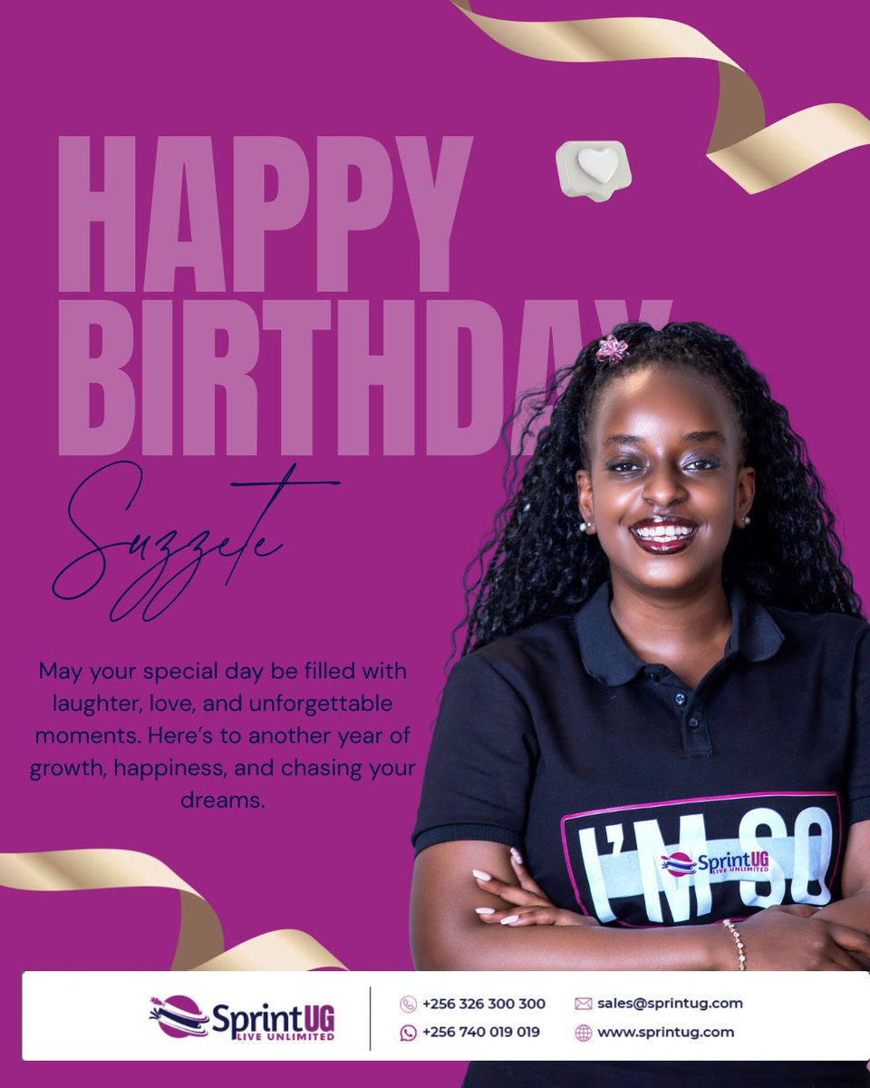 SprintUg's tweet photo. Join us in wishing a very Happy Birthday to our wonderful team member, Suzette!

Your hard work, dedication, and energy bring so much value to the SprintUG family. May this year bring you continued success, personal growth, and endless opportunities to LIVE UNLIMITED.
#SprintUG #HappyBirthday #TeamSprint