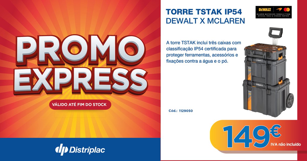 Distriplac_pt's tweet photo. Não deixes passar estas promoções:
🧰 TSTAK: 149€ (até esgotar existências)
🦎 MSP Turbo: 4,95€ (até 30/09)
#PromoExpress #OOfertão https://t.co/la3hCSBrBA