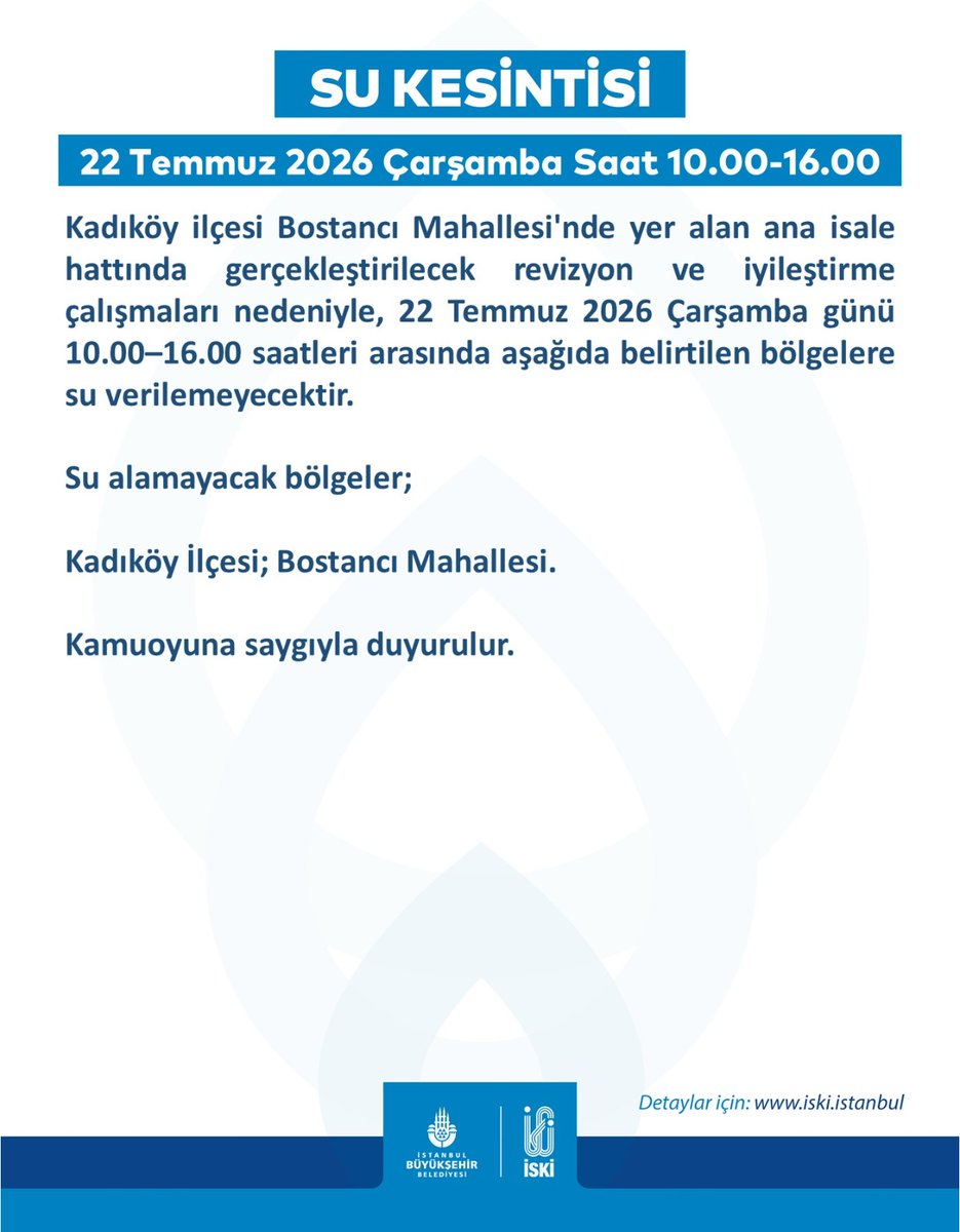 iskignmudurlugu's tweet photo. Saygıdeğer İstanbullulara önemle duyurulur.📢
@kadikoybelediye https://t.co/u8MvdfErbc