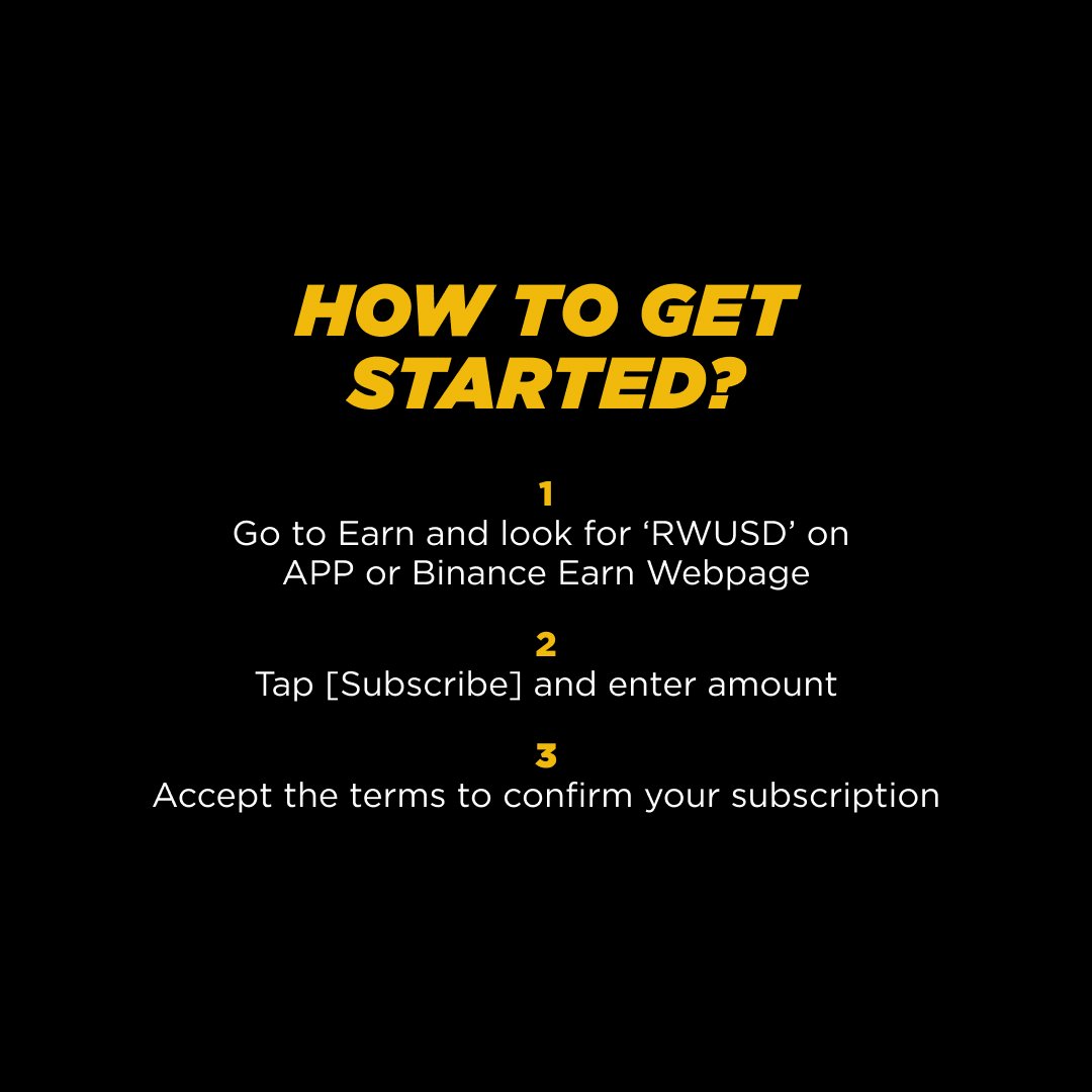 RPrievara's tweet photo. Getting started takes just a few taps.

Subscribe through Binance Earn and start earning with RWUSD. https://t.co/dYzceQgaZn