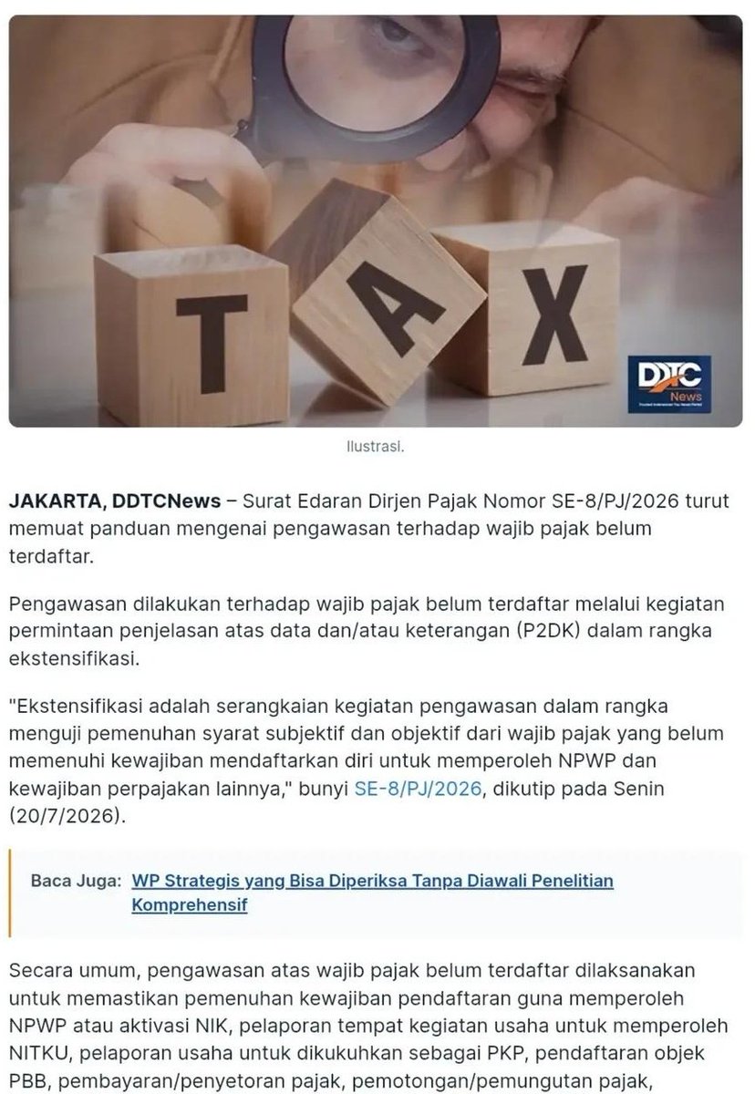 sptcoretax's tweet photo. DJP sekarang fokus nya 2 utk pengawasan. Kalo dulu pengawasan paling banyak utk WP Aktif. Sekarang ditambah lagi, utk WP non aktif. Aturan nya sudah keluar. https://t.co/KmgkS1P7ap