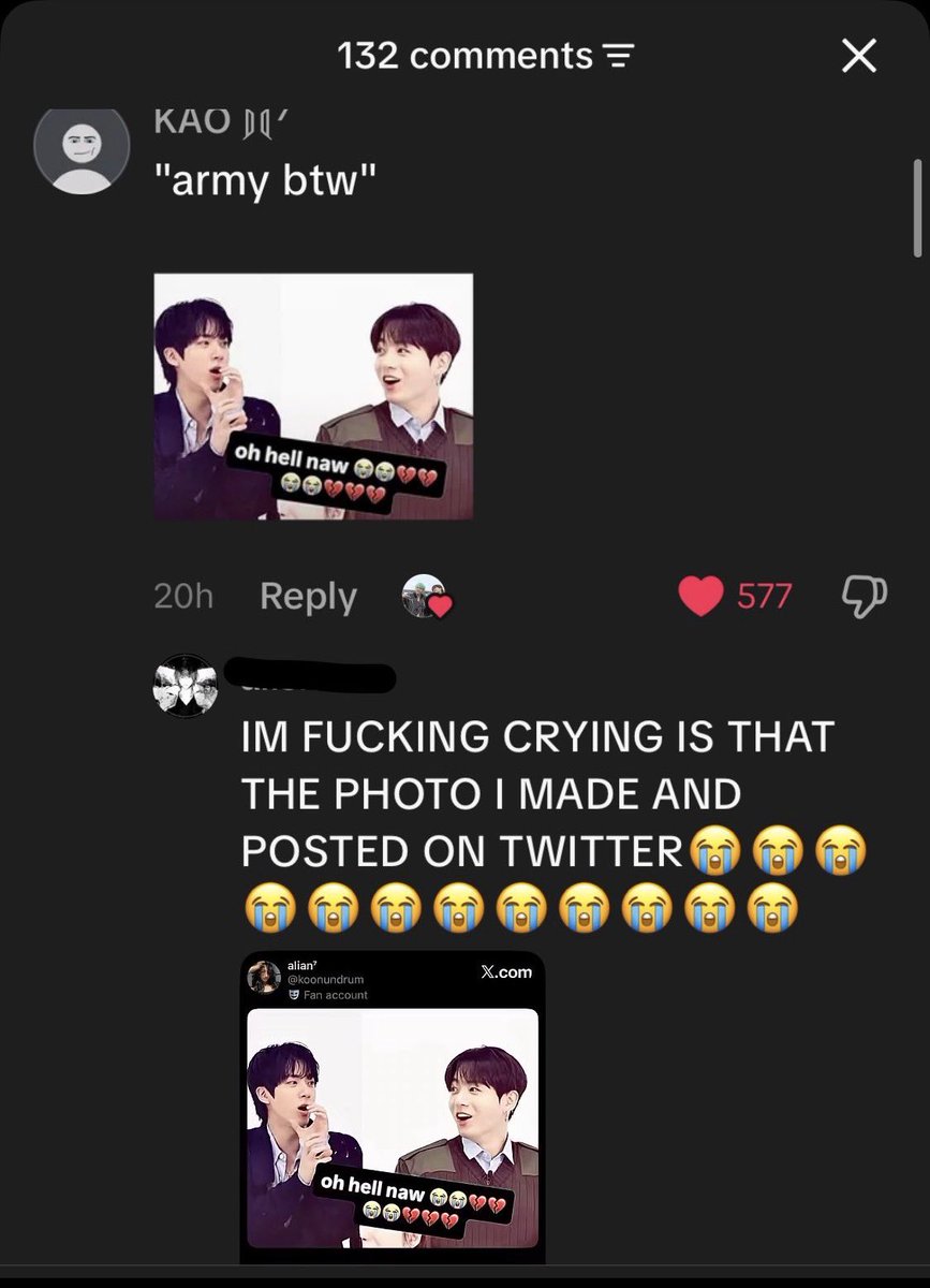 koonundrum's tweet photo. @kirknamjoon me asf when i saw my shit on tiktok https://t.co/2etaxh1HDI