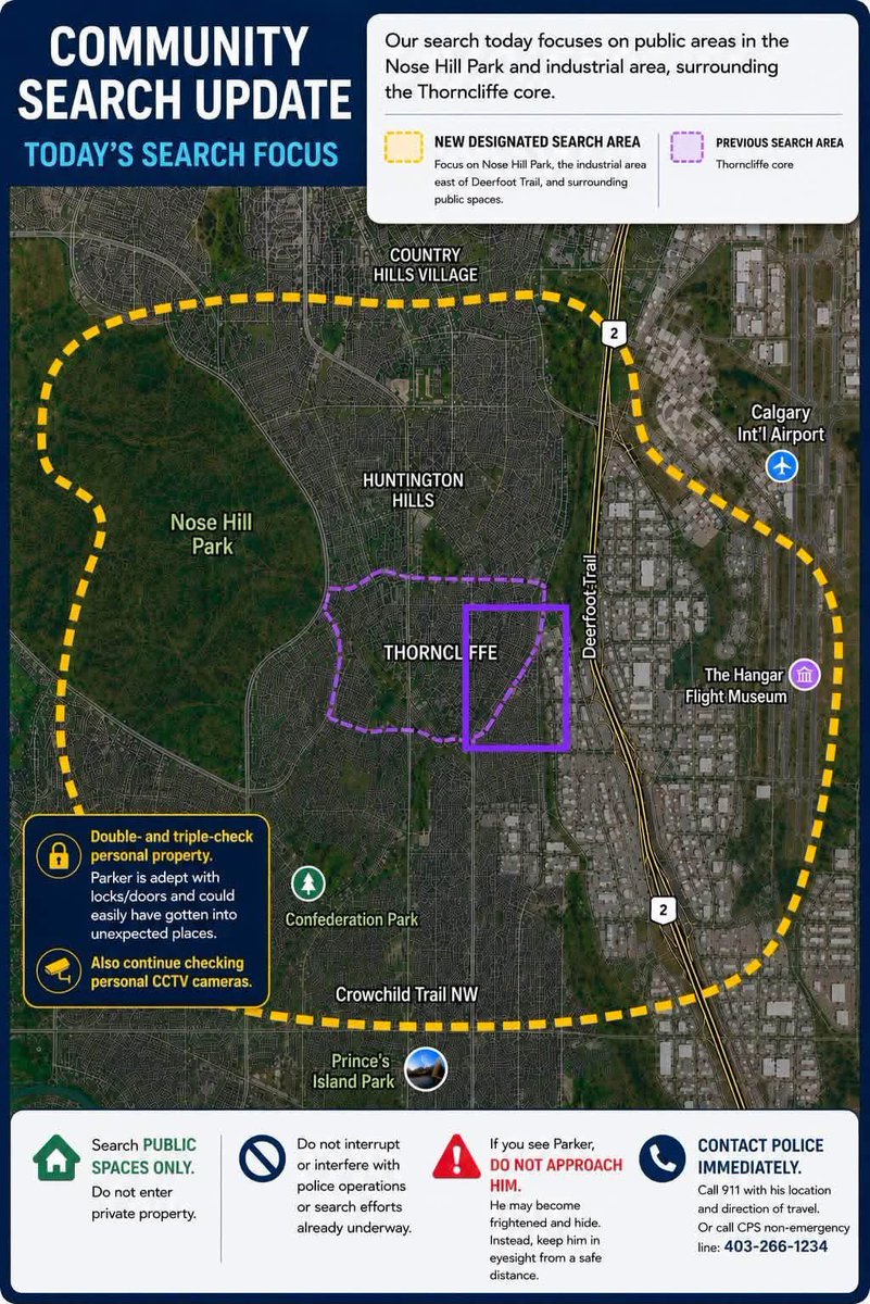 BornFree_isms's tweet photo. ▫️Calgary▫️

For Parker 🤍

CPS HAWCS has been flying over my area for 2 days-  much further south than where Parker was last seen 5 days ago

Drones,K-9, HAWCS, hundreds of CPS,CFD,Search &amp; Rescue, Volunteer S&amp;R, residents, friends &amp; family..

Please read
⤵️ https://t.co/5gVREGvu3m