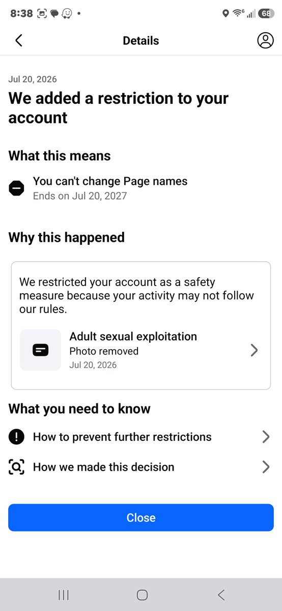 Krazydenator's tweet photo. This got my Facebook page of 19 years banned. I need help. I lost all the photos and images of my son and daughter growing up. @elonmusk this phone is considered "adult sexual exploitation" but we can all find thousands of images if children in graphic pics.... I report them and get told they are not violating FACEBOOK Standard. But Hunter is too much. Please share yall