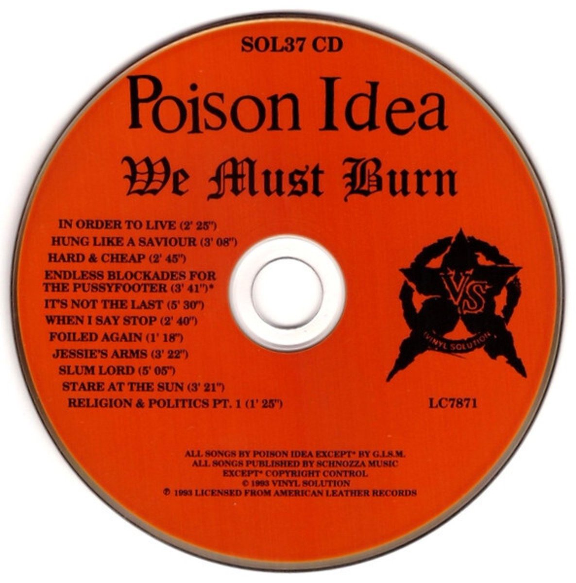 米国/PDXハードコアパンク 「Poison Idea」 1993年作品CD入荷しました