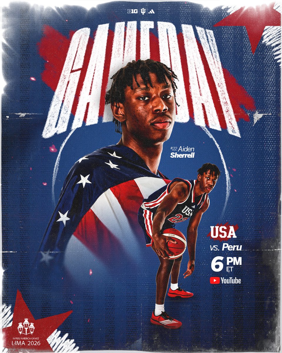 IndianaMBB's tweet photo. GAMEDAY. 😤

🆚 Peru
⏰ 6 p.m. ET
📺 https://t.co/a7l7EwXRCt
📍 Lima, Peru https://t.co/bli2S3r2Tj