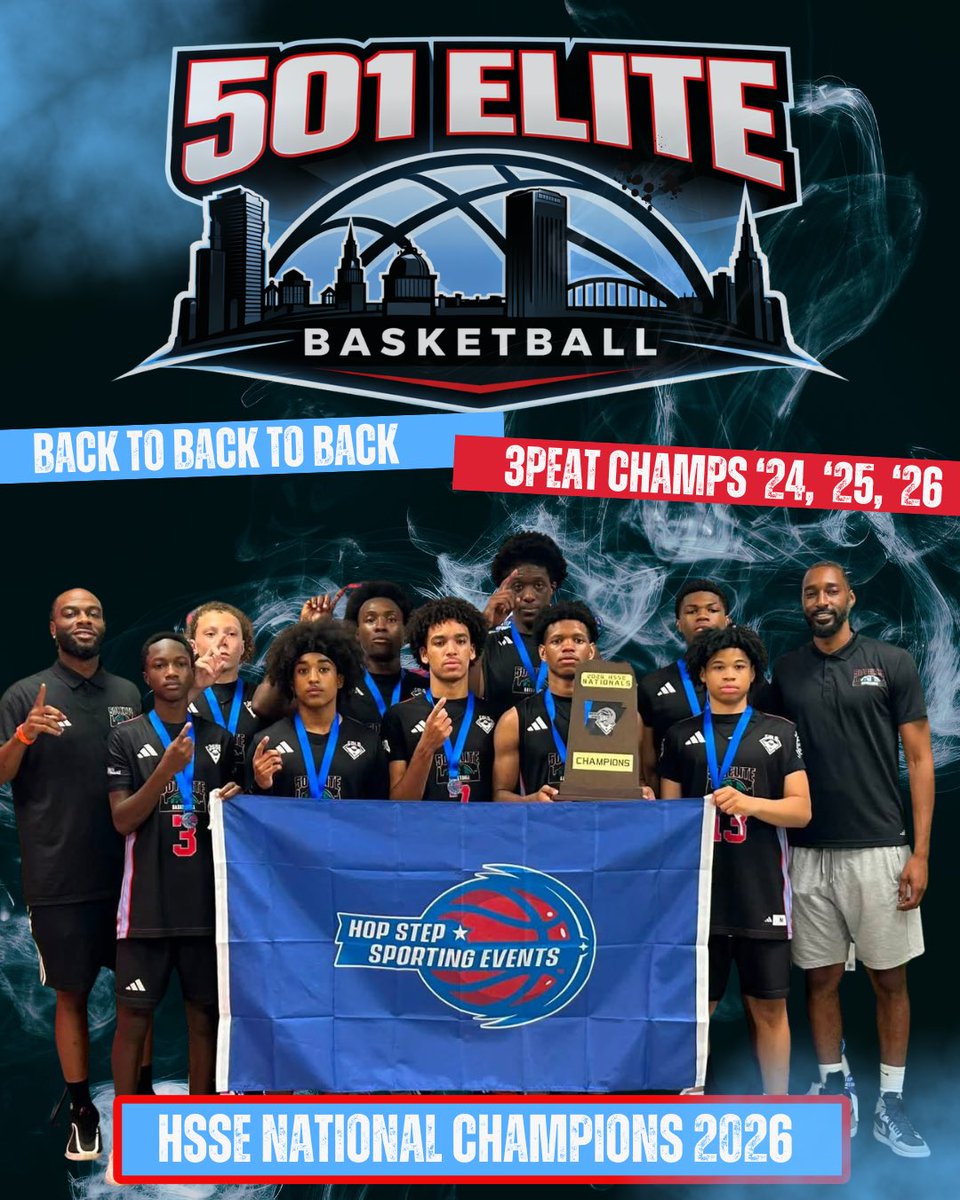 501EliteBB's tweet photo. 2026 HSSE National Champions 15u &amp; 14u.
Top performers 15u:
Jabarie Welch @JabarieWelch 
Lay Cox @lay_cox2029 
Ke’marion Jones @23hunnatkj 
Jaden Bryles @JadenBryles29 

Top performers 14u:
Gavin Washington
Jayden Layton
Kaidan Spikes

@ARHoopScoop @ARPrepSports @PrepHoops_AR https://t.co/hlxvU1zEzb