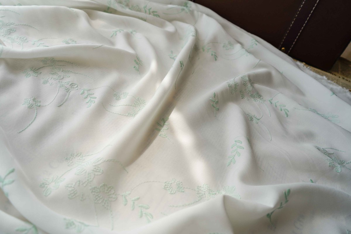 Grace7989's tweet photo. Fresh Mint Green Floral Embroidered Twill Satin Fabric 🌿
Light semi-sheer base with delicate scattered flower &amp; vine embroidery, tight fine stitching, silky soft &amp; breathable for summer apparel.
Ideal for cheongsams, wedding shawls &amp; handmade accessories. https://t.co/7I3MPcUxfp
