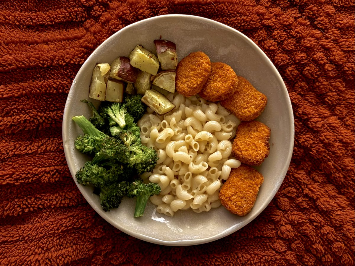 icedpuppy's tweet photo. nutritionally balanced dinner.. the world doesn’t want you to know mac &amp; cheese and nuggets are the secret to longevity https://t.co/orTpd1dKwU