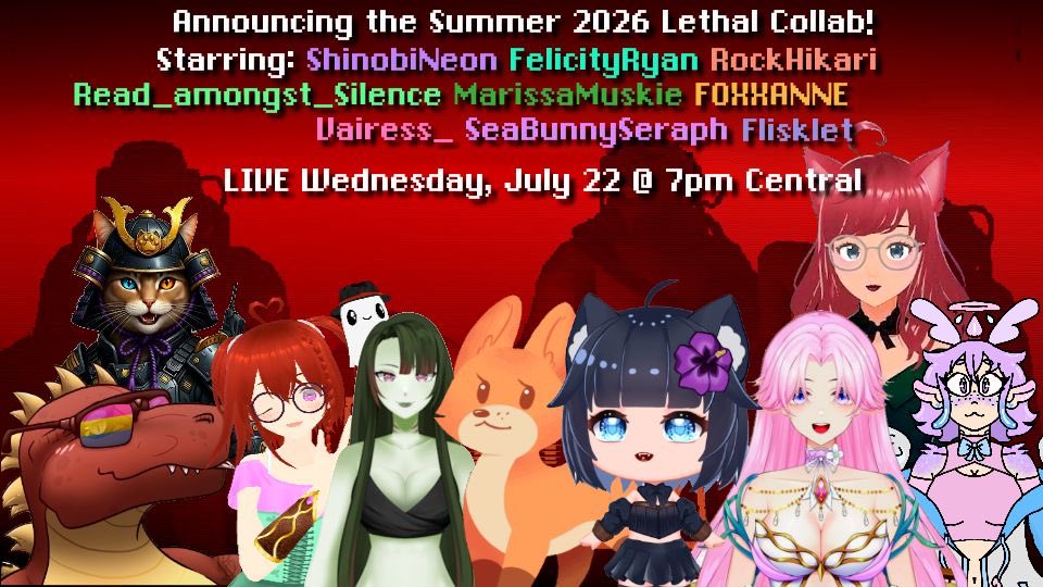 UmisagiSeraph's tweet photo. YEAAAA COLLAB WEEEEK!!! 

Gonna be playing lethal company with @ShinobiNeonVT, @_felicityryan, FOXXANNE, @Vairess_, @ReadAmidSilence, MarissaMuskie, @RockHikari92, and @Flisklet!!!

BACK PAIN BE DAMNED WE DOIN THIS👏👏👏 https://t.co/ZYsYhQ3MKL