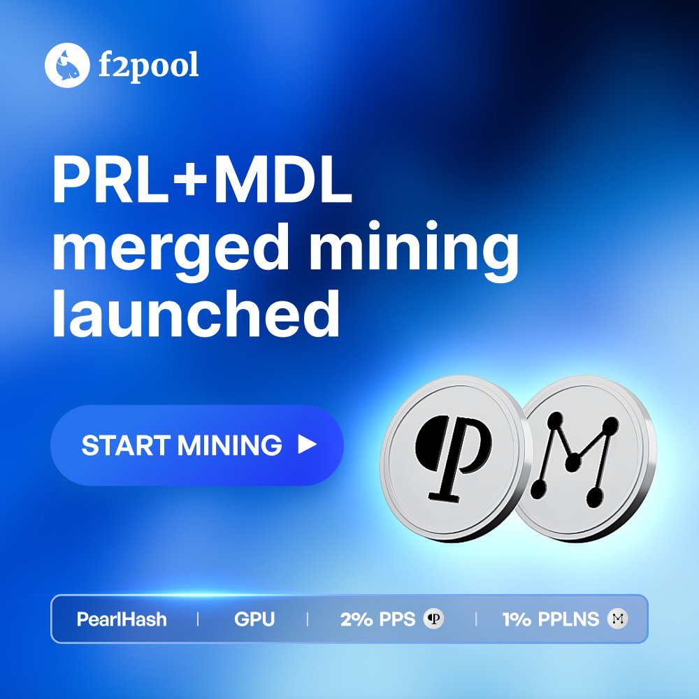 f2pool's tweet photo. Attention GPU miners, Pearl + modelOS merged mining is now available at f2pool! 

Here is how to get started: 
🔹 Follow our guide below for $PRL mining configuration. 
🔹 Add your $MDL wallet address to your account to start earning MDL rewards.  

💡 Note: The PRL payout scheme has been adjusted to PPS for more stable mining rewards.  

🚀 Enjoy @prlnet + @ModelosMDL merged mining with us!  

Mining guide: https://t.co/vH0oeVaRzm
Read more:  https://t.co/zEY0NCMN6C
https://t.co/TCl5KNWpvy