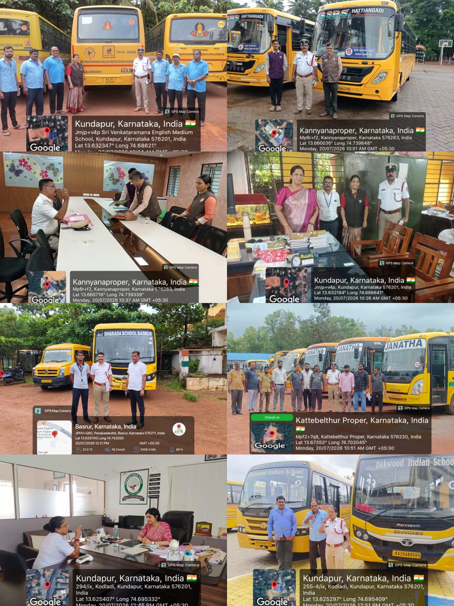 PoliceUdupi's tweet photo. ದಿನಾಂಕ 20.07.2026 ರಂದು ಕುಂದಾಪುರ ಸಂಚಾರ ಠಾಣಾ ಪಿಎಸ್ಐ ಅನೂಪ್ ನಾಯಕ್, ಮತ್ತು ಶ್ರೀಮತಿ ಸುಧಾ ಪ್ರಭು ಹಾಗೂ ಎಎಸ್ಐ ರವರು  ಕುಂದಾಪುರ ಸಂಚಾರ ಠಾಣಾ ವ್ಯಾಪ್ತಿಯ ವಿವಿಧ ಶಾಲಾ-ಕಾಲೇಜುಗಳಿಗೆ ಭೇಟಿ ನೀಡಿ ವಿದ್ಯಾರ್ಥಿಗಳಿಗೆ, ಶಿಕ್ಷಕರಿಗೆ ಮತ್ತು ಪ್ರಮುಖವಾಗಿ ಶಾಲಾ ವಾಹನ ಚಾಲಕರಿಗೆ ಶಾಲಾ ವಾಹನಗಳ ಸುರಕ್ಷತೆ ಬಗ್ಗೆ https://t.co/jSdNAaKSpd