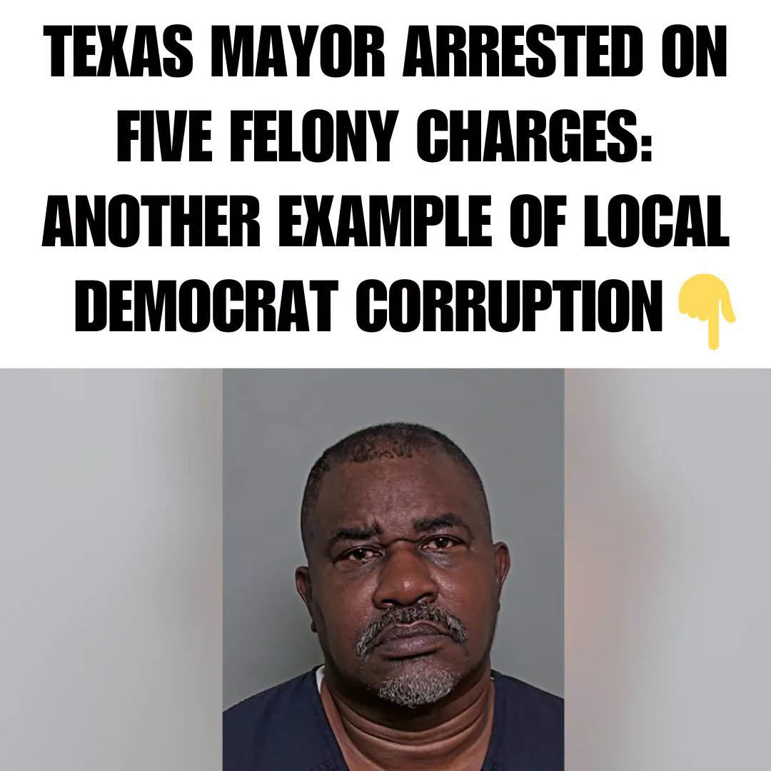 Sassafrass_84's tweet photo. Another day, another Democrat mayor caught red-handed. Arcola, TX Mayor Fred Anthony Burton arrested on FIVE felony charges — including illegal voting, fraud, and tampering with government records.
Local Democrat corruption on full display.
How many more before they admit it’s a pattern?