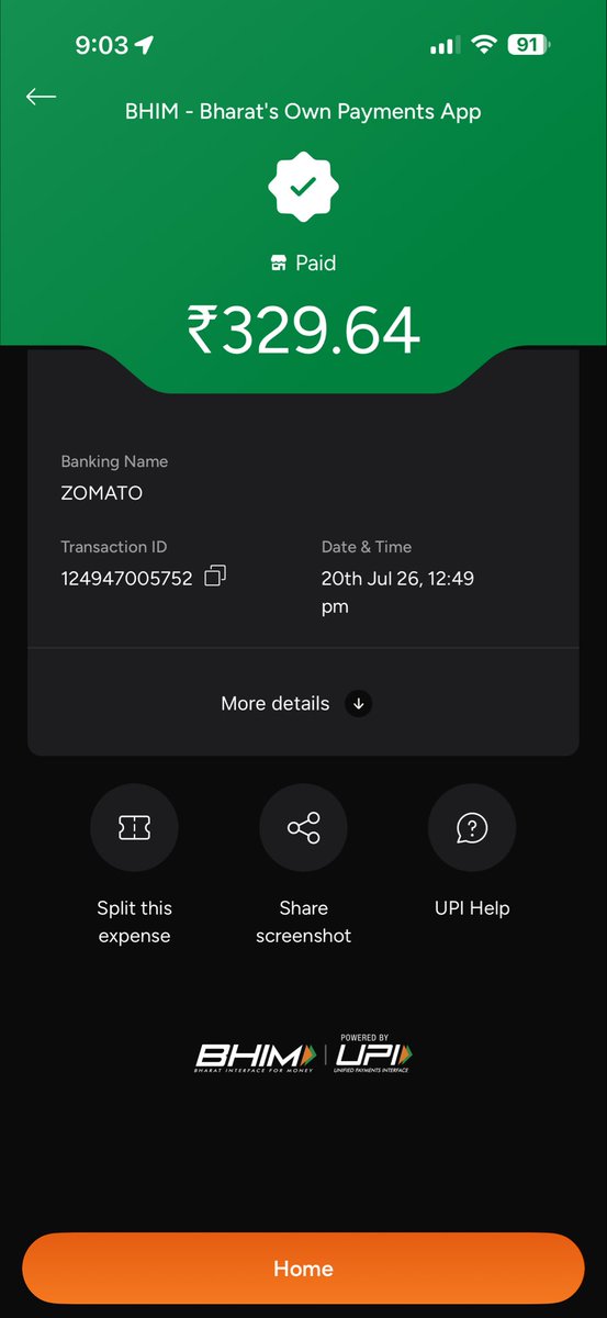 CamayankV's tweet photo. @zomato  the order value was 164.58 and when payment was done from Bhim is was doubled Rs 329.64. Then order got cancelled and it says if amount of 164.58 was deducted from your bank it would be refunded in 5-7 business days. Please explain….. https://t.co/Glx2oBxNXK