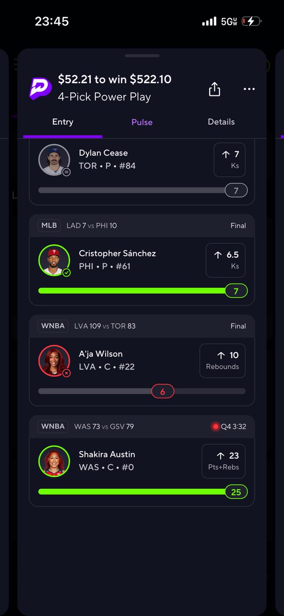 trushun1's tweet photo. Jacob got took out 4inn. 
Didn’t know Wilson was hurt. 
Cease got 5 runs scored on him and still got it regular which is originally 6.5 so https://t.co/TZHatkcNKY