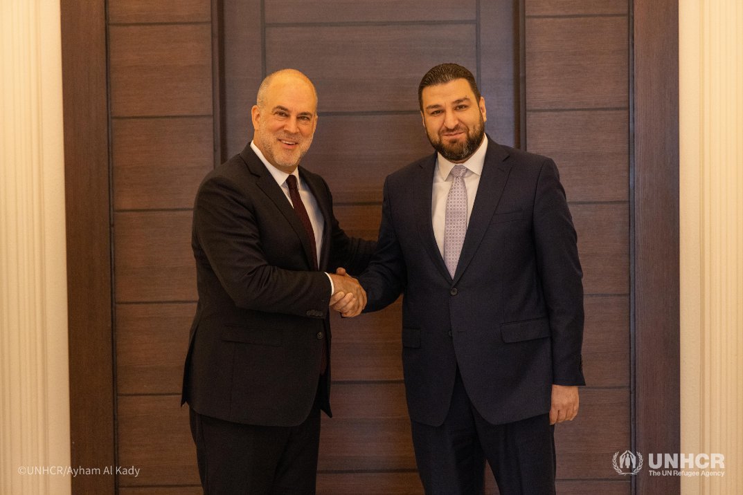 UNHCRinSYRIA's tweet photo. For returnee families, recovery is about more than rebuilding homes. Visiting Homs &amp; Hama, UNHCR Representative Kevin J. Allen met Governor Murhaf Al Naasan, Deputy Governor Mohammad Jihad Toumi &amp; Joussieh Border Director Abulkareem Harbato discuss support needed for returnees. https://t.co/CW0OgET7ZT